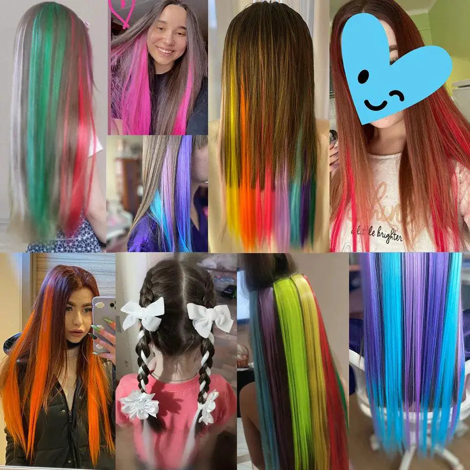 Rainbow Highlight Hair Extensions For Instant Transformation