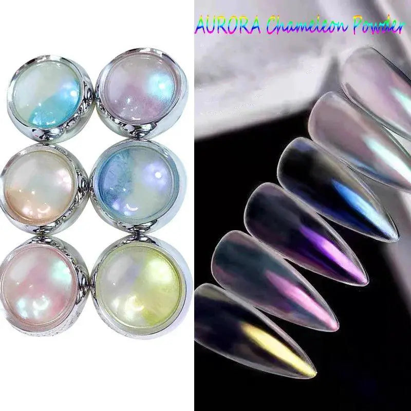 Rainbow Neon Chameleon Nail Art Glitter Set Aurora Shine