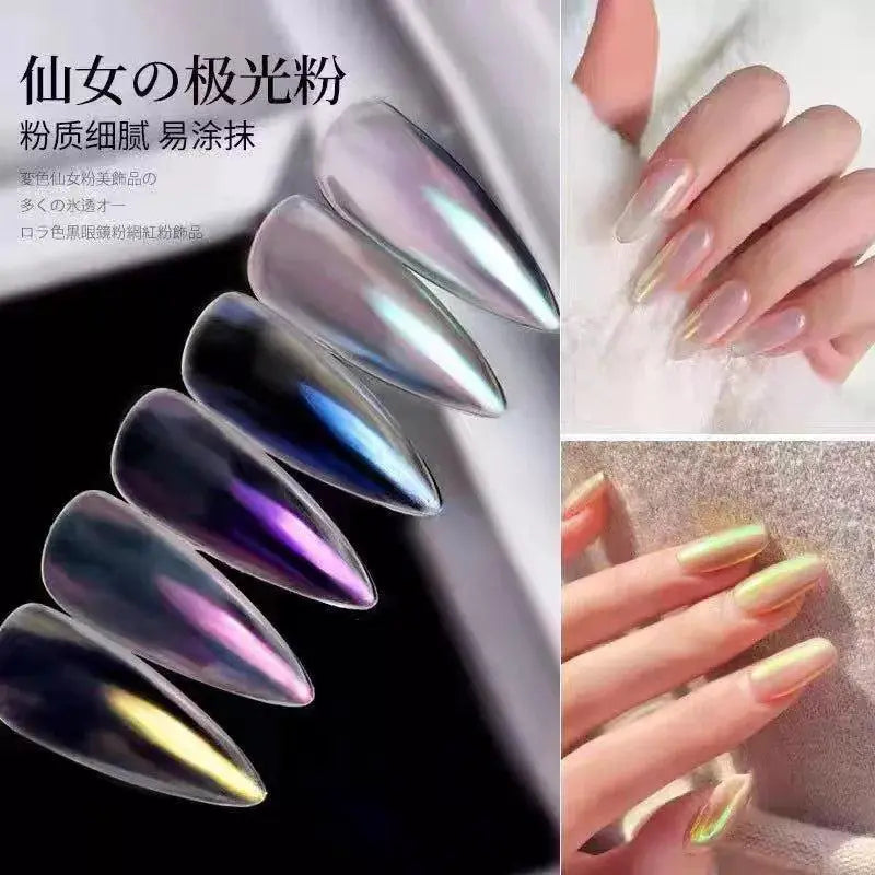 Rainbow Neon Chameleon Nail Art Glitter Set Aurora Shine