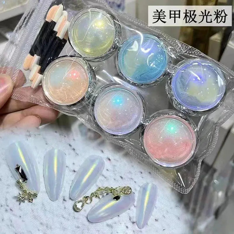 Rainbow Neon Chameleon Nail Art Glitter Set Aurora Shine