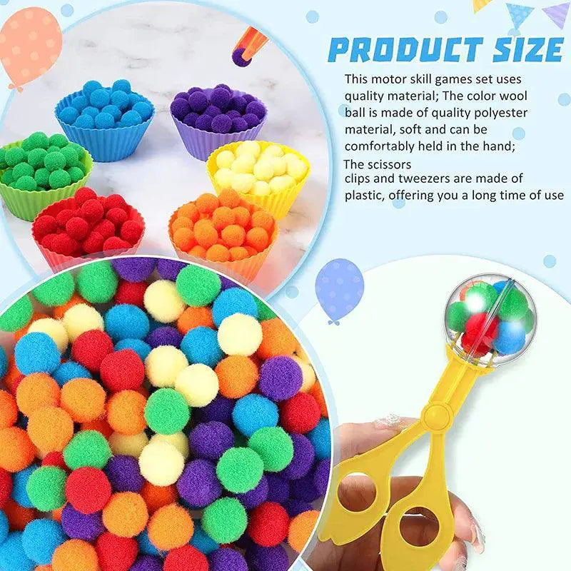 Rainbow Pompoms Sorting Cup Montessori Preschool Toys