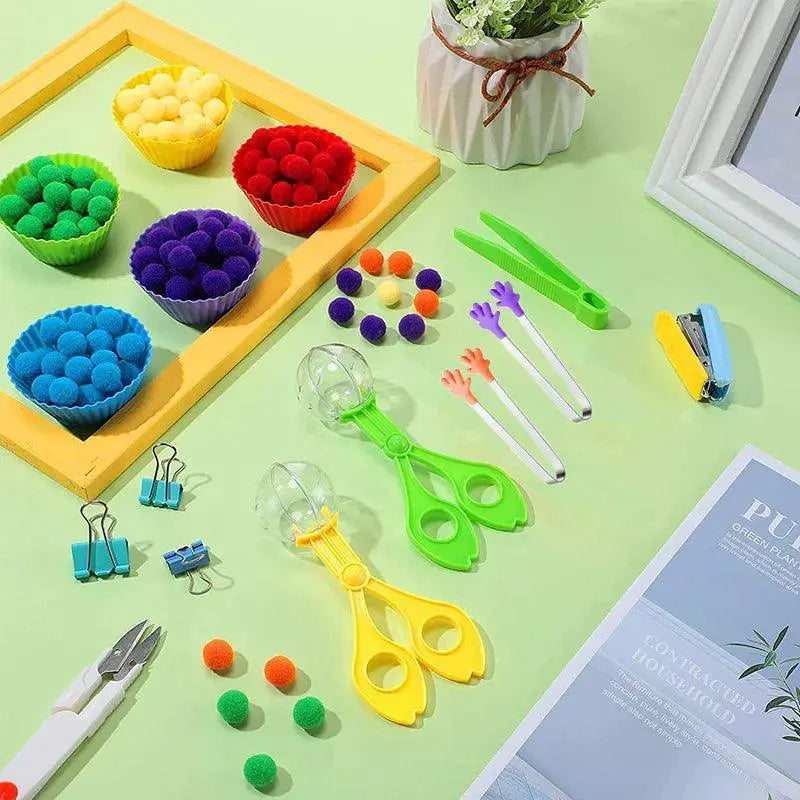 Rainbow Pompoms Sorting Cup Montessori Preschool Toys