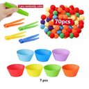 Rainbow Pompoms Sorting Cup Montessori Preschool Learning Toys