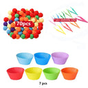 Rainbow Pompoms Sorting Cup Montessori Preschool Learning Toys