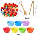 Rainbow Pompoms Sorting Cup Montessori Preschool Learning Toys