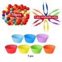 Rainbow Pompoms Sorting Cup Montessori Preschool Learning Toys
