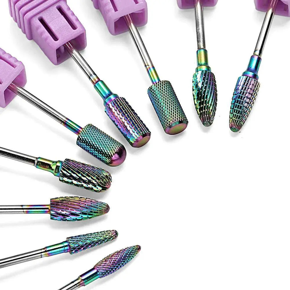 Rainbow Steel Carbide Nail Bits Kit For Manicure Pedicure