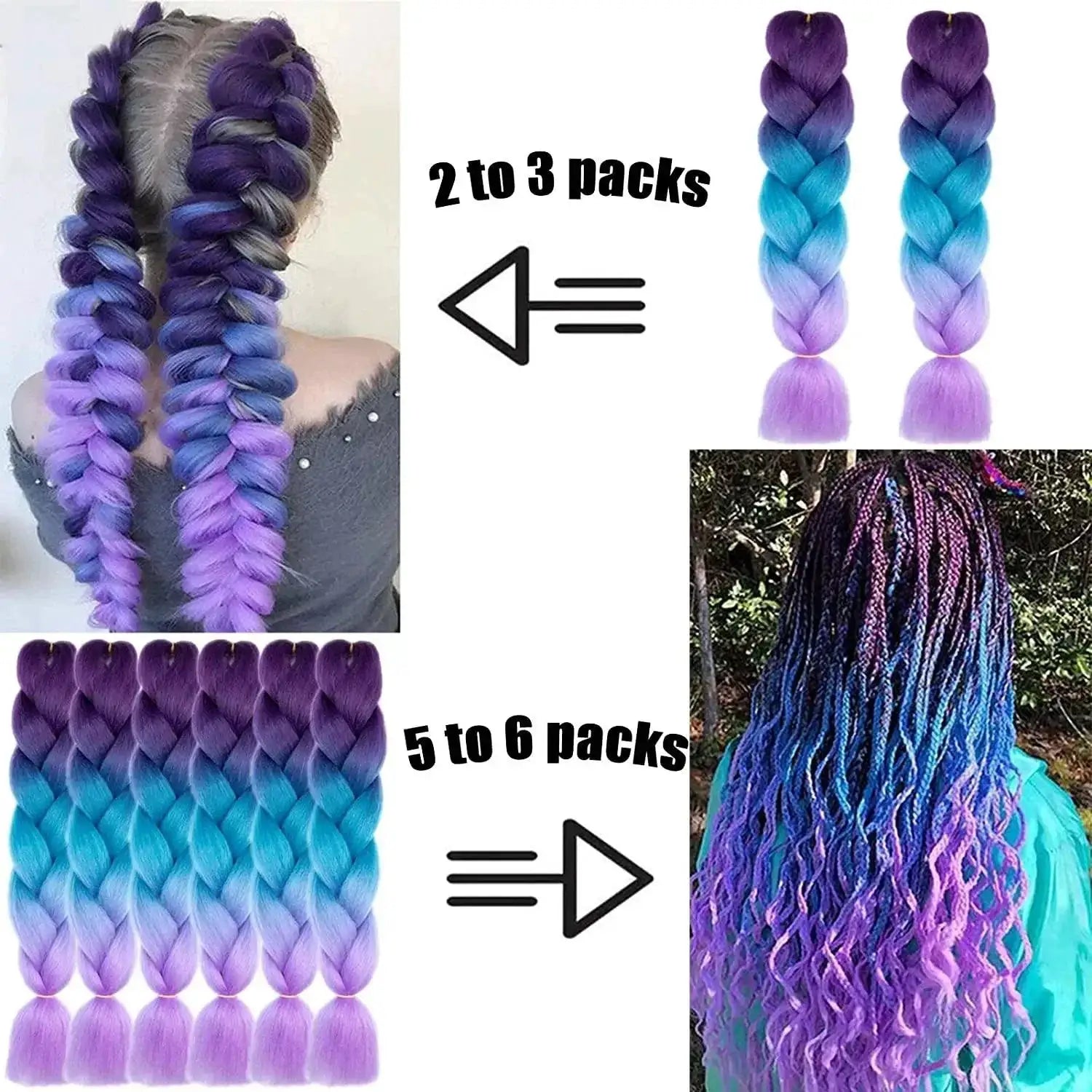 Rainbow Twist Ombre Braiding Hair Color Burst for Style