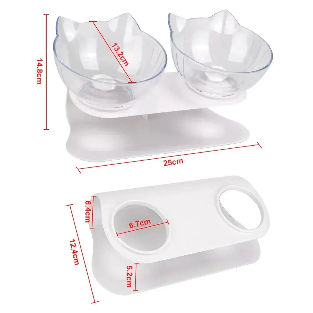 Raised Stand Double Bowls Pet Feeder For Cats And Dogs
