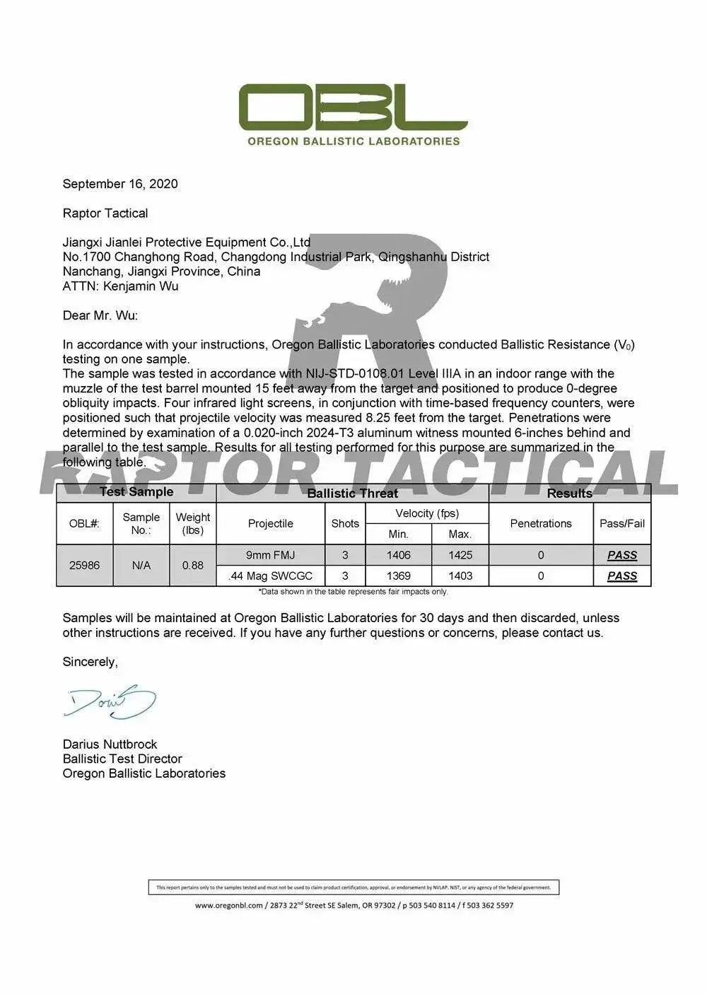 Raptor Tactical Bulletproof Plate Pair Lightweight Panels