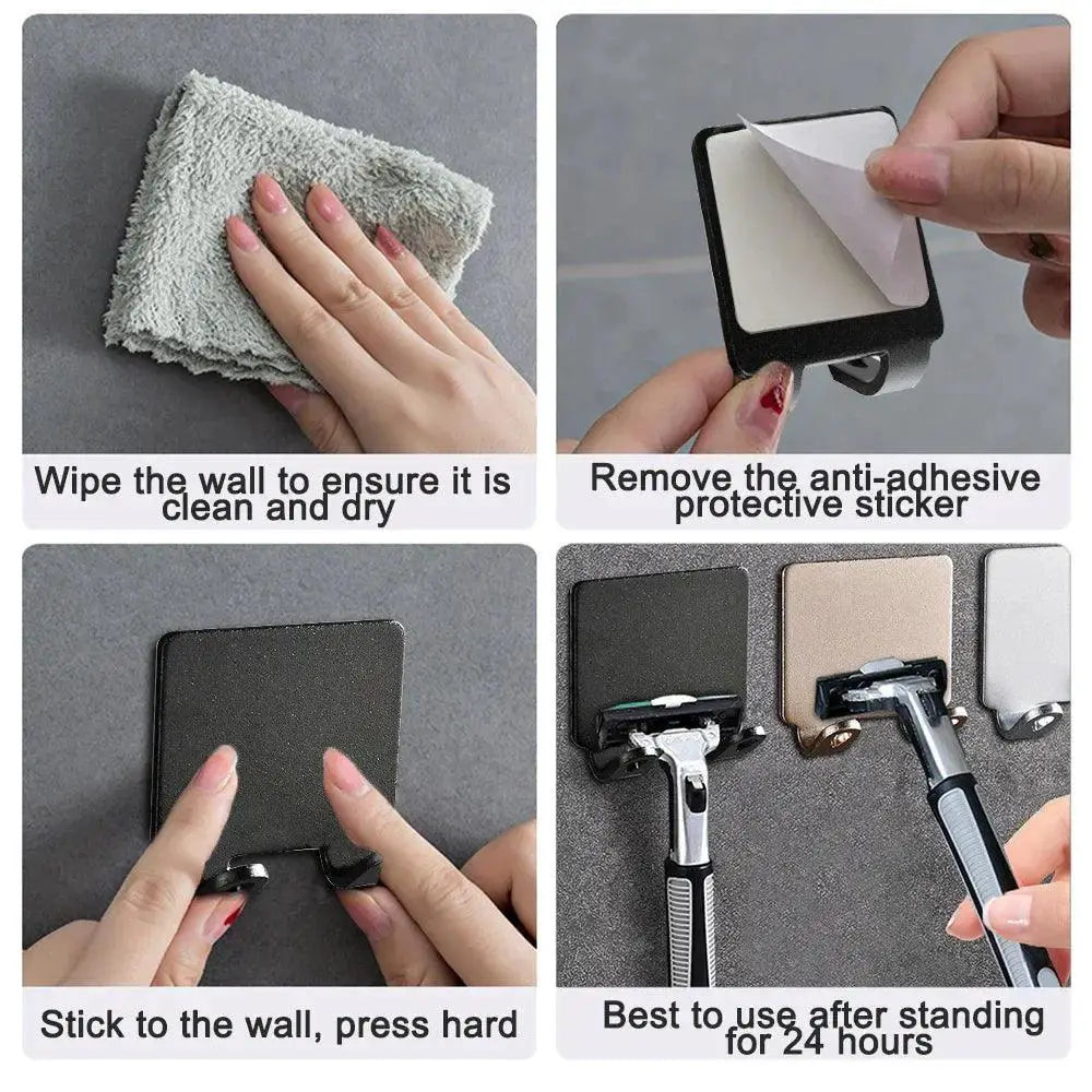 Razor Holder Storage Hook Shaving Shelf Aluminum Organizer