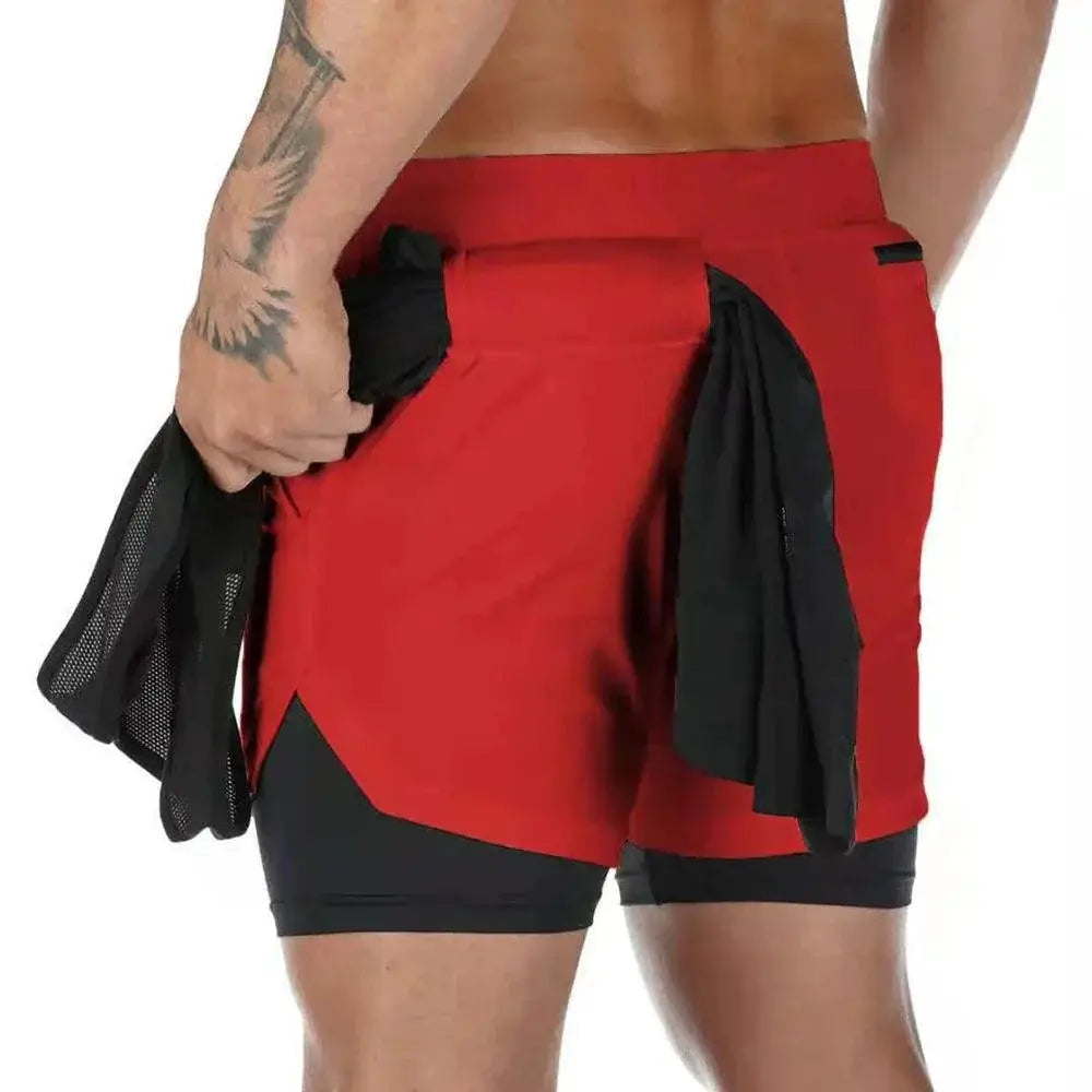 Realxizi Mens 2 In 1 Compression Running Shorts Performance