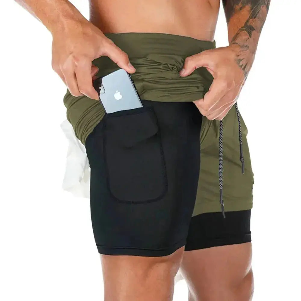 Realxizi Mens 2 In 1 Compression Running Shorts Performance