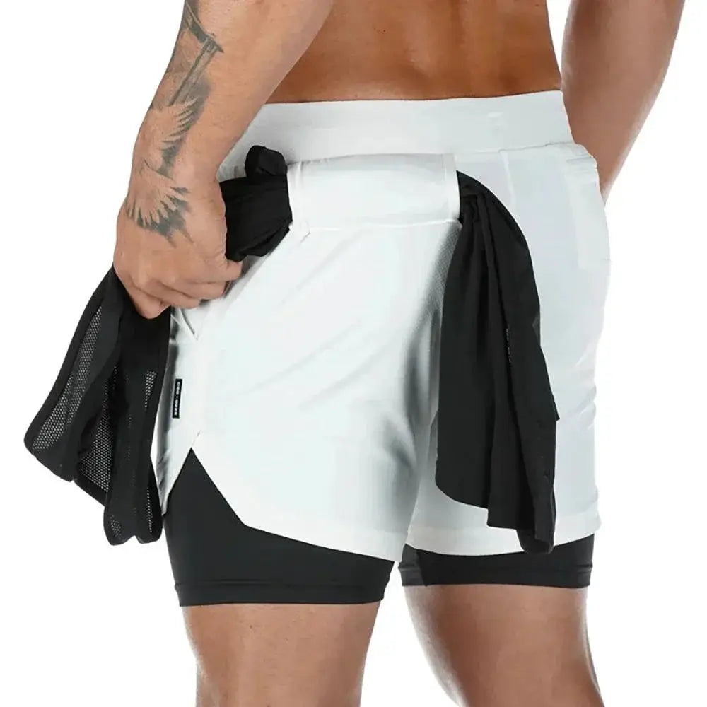 Realxizi Mens 2 In 1 Compression Running Shorts Performance