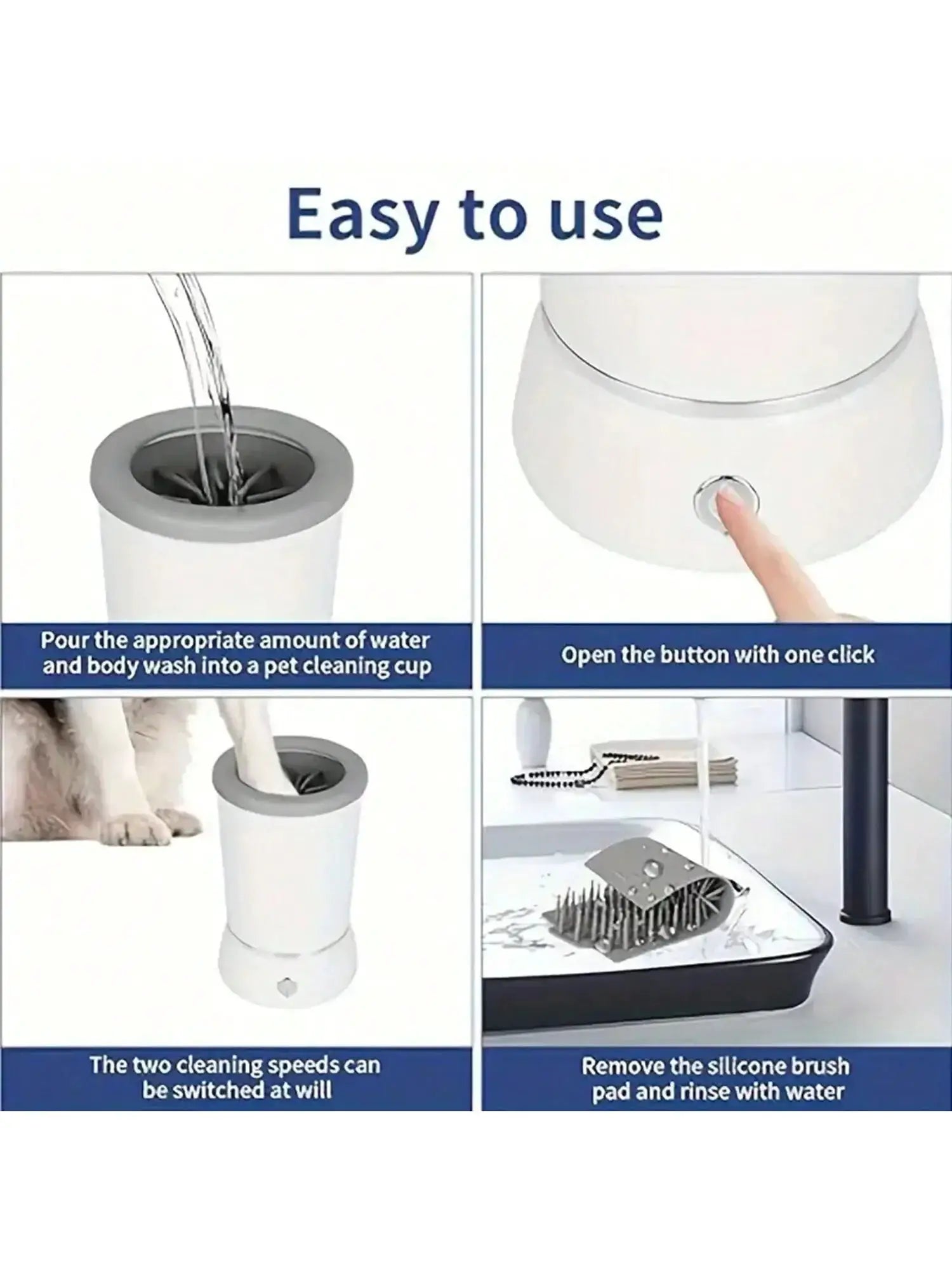 Usb Rechargeable Dog Paw Cleaner With Detachable Massager - OurLum.com