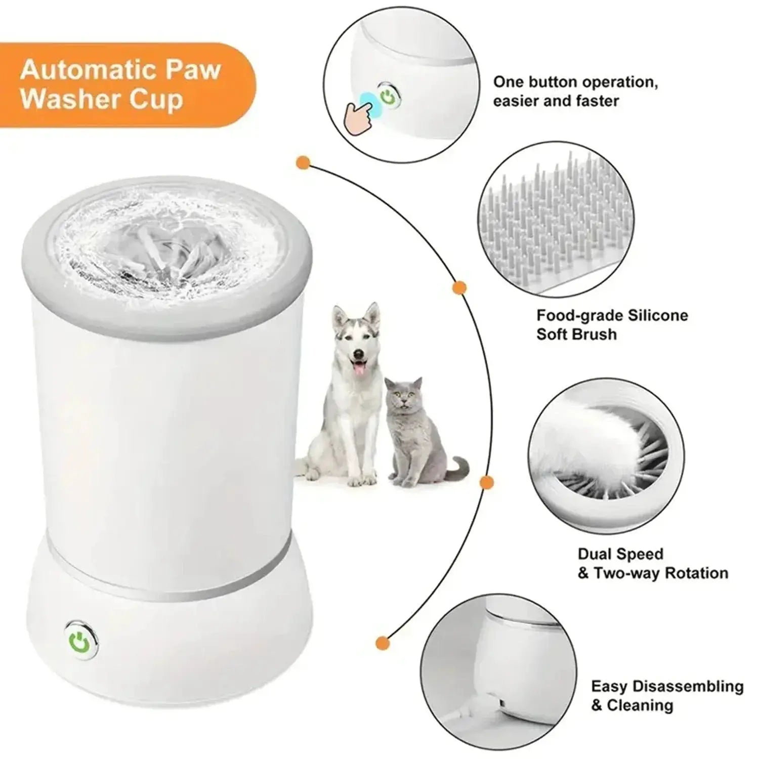 Usb Rechargeable Dog Paw Cleaner With Detachable Massager - OurLum.com