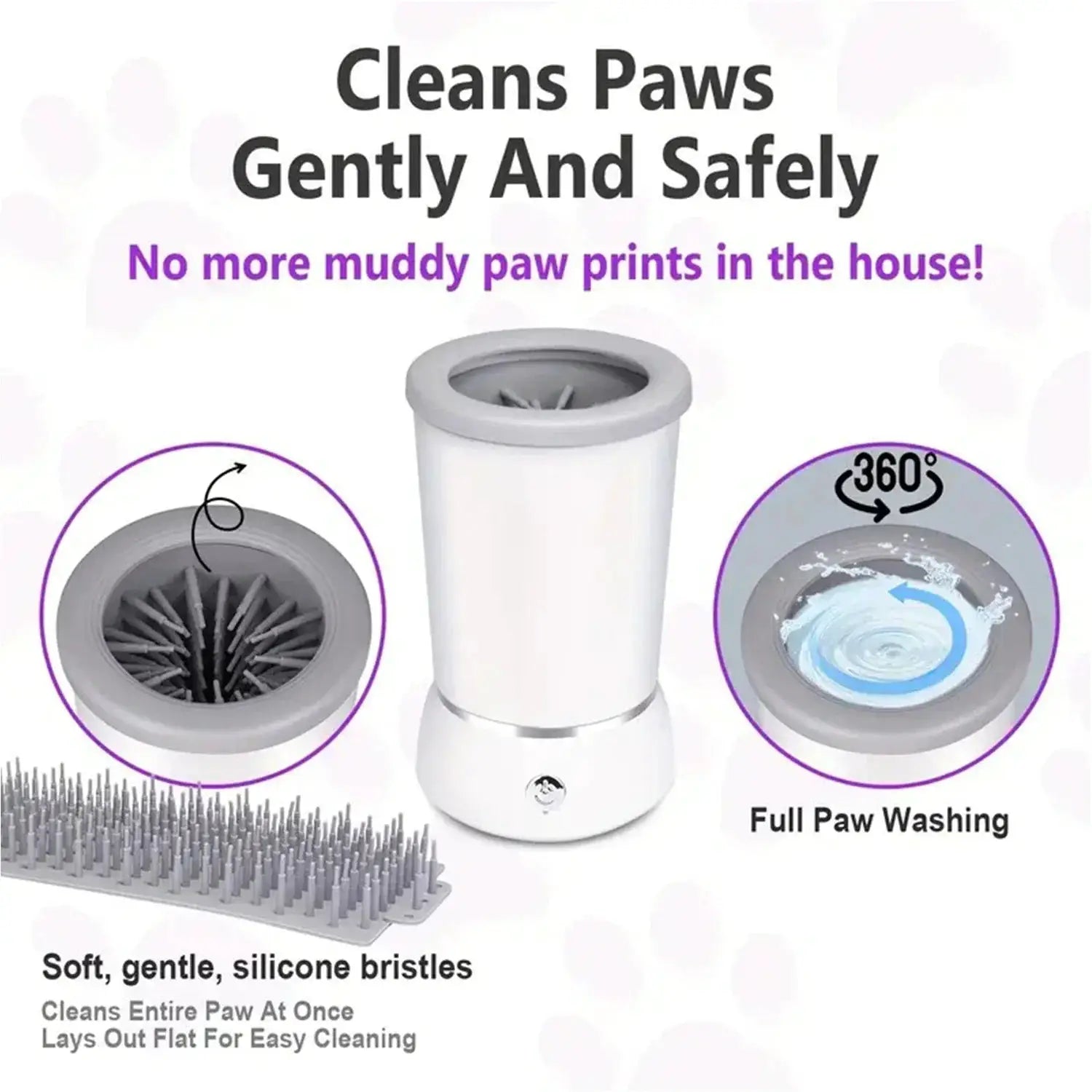 Usb Rechargeable Dog Paw Cleaner With Detachable Massager - OurLum.com