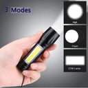 Rechargeable LED Mini Torch Compact Zoom Flashlight Camping