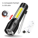 Rechargeable LED Mini Torch Compact Zoom Flashlight Camping