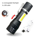 Rechargeable LED Mini Torch Compact Zoom Flashlight Camping