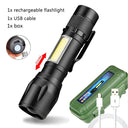 Rechargeable LED Mini Torch Compact Zoom Flashlight Camping