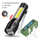 Rechargeable LED Mini Torch Compact Zoom Flashlight Camping