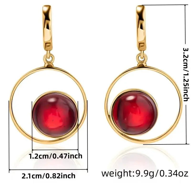 Red Gemstone Jewelry Set For Women Pendant Earrings Ring - OurLum.com
