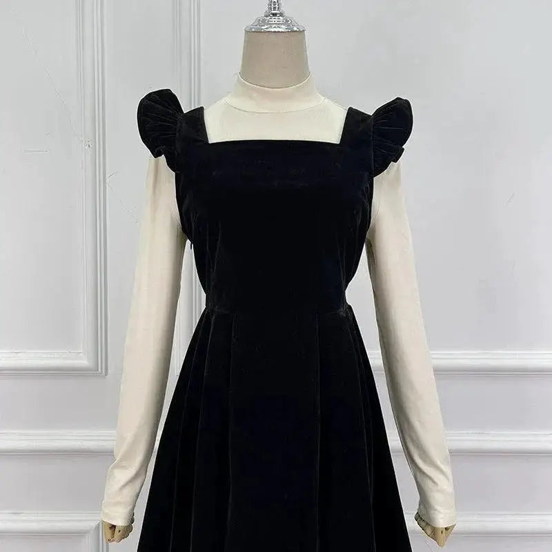Red Square Collar Party Dress For Sophisticated Elegance