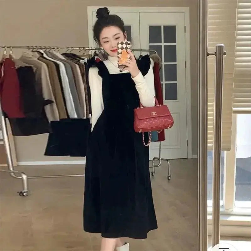 Red Square Collar Party Dress For Sophisticated Elegance