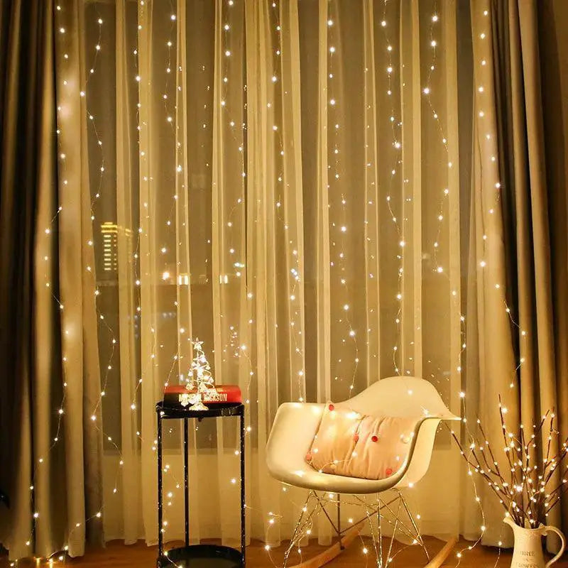 Remote Controlled USB LED Curtain Lights For Christmas Decor