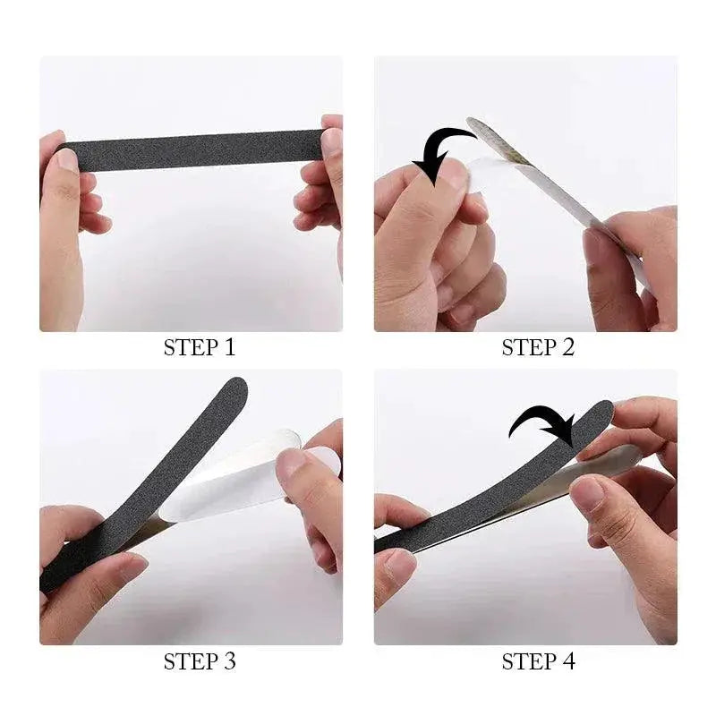 Removable Half Moon Nail File Set Stainless Steel Handle