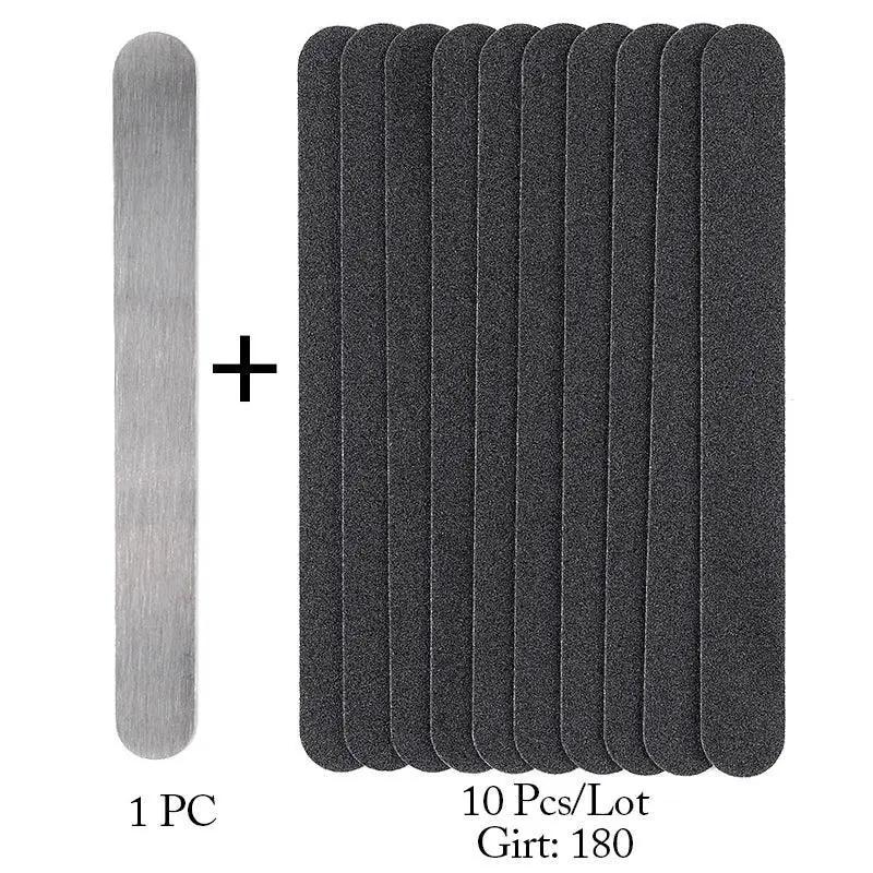 Removable Half Moon Nail File Set Stainless Steel Handle
