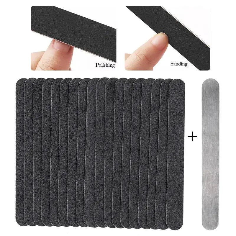 Removable Half Moon Nail File Set Stainless Steel Handle