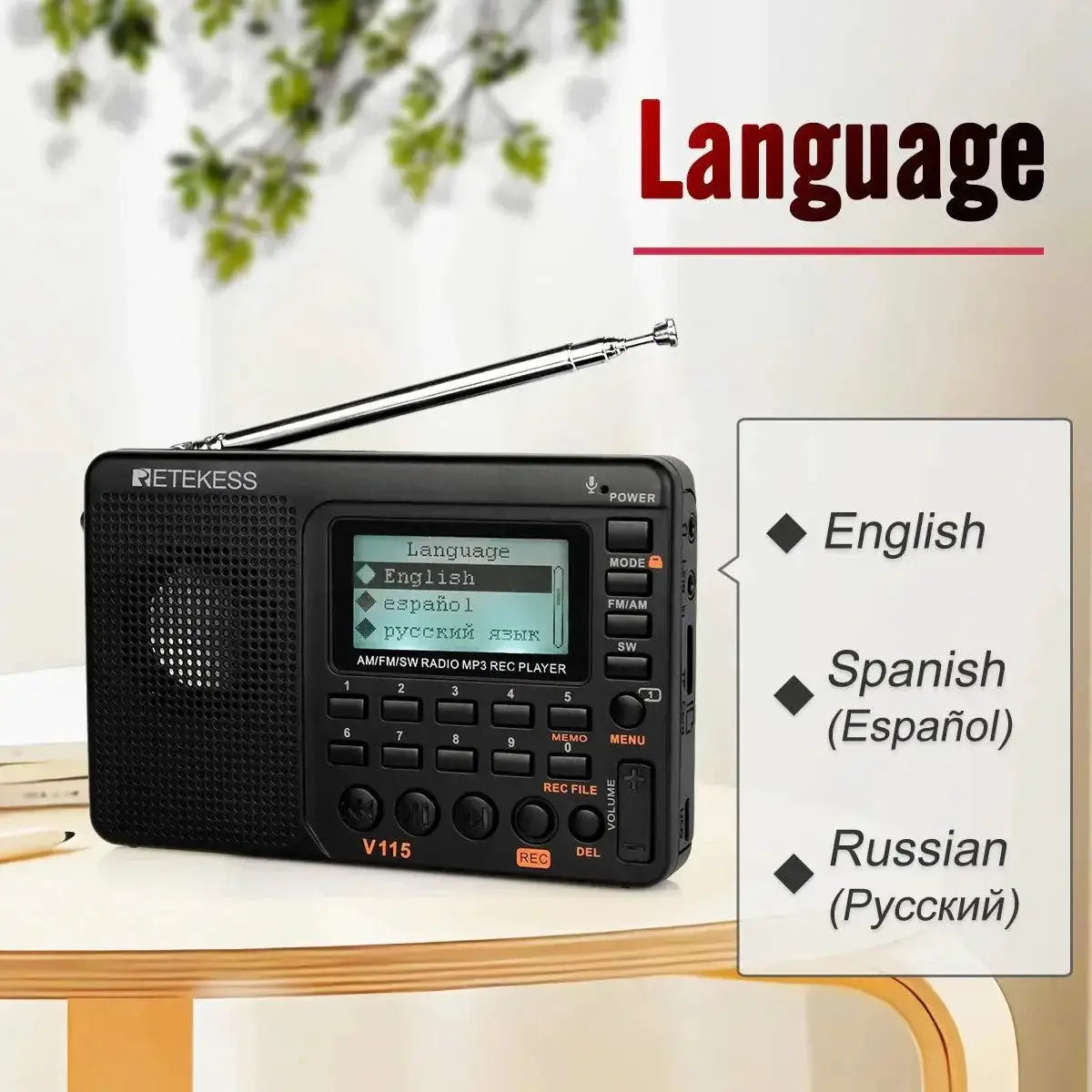 RETEKESS V115 Shortwave Radio USB Recorder Compact Design