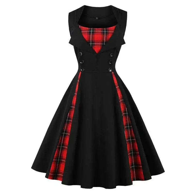 Retro Plaid Dress Chic Commuter Fashion Statement For Summer