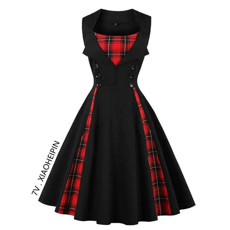 Retro Plaid Dress Chic Commuter Fashion Statement For Summer