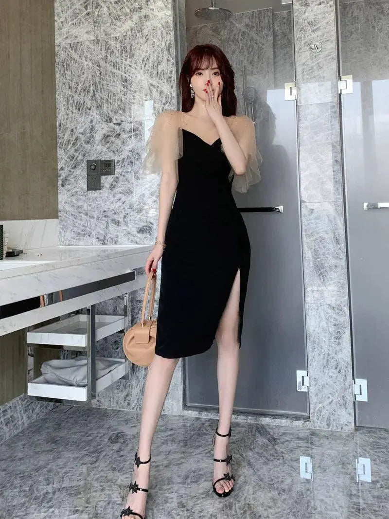 Retro Rhinestone Slim Fit Age Reducing Dress Glamour