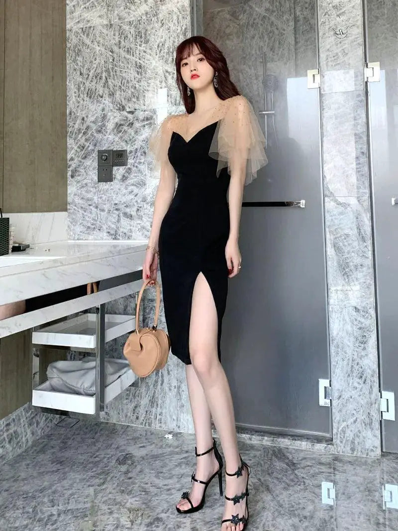Retro Rhinestone Slim Fit Age Reducing Dress Glamour