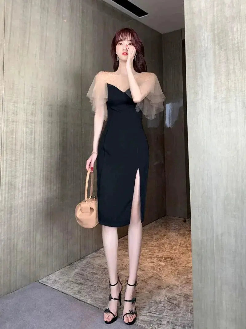 Retro Rhinestone Slim Fit Age Reducing Dress Glamour