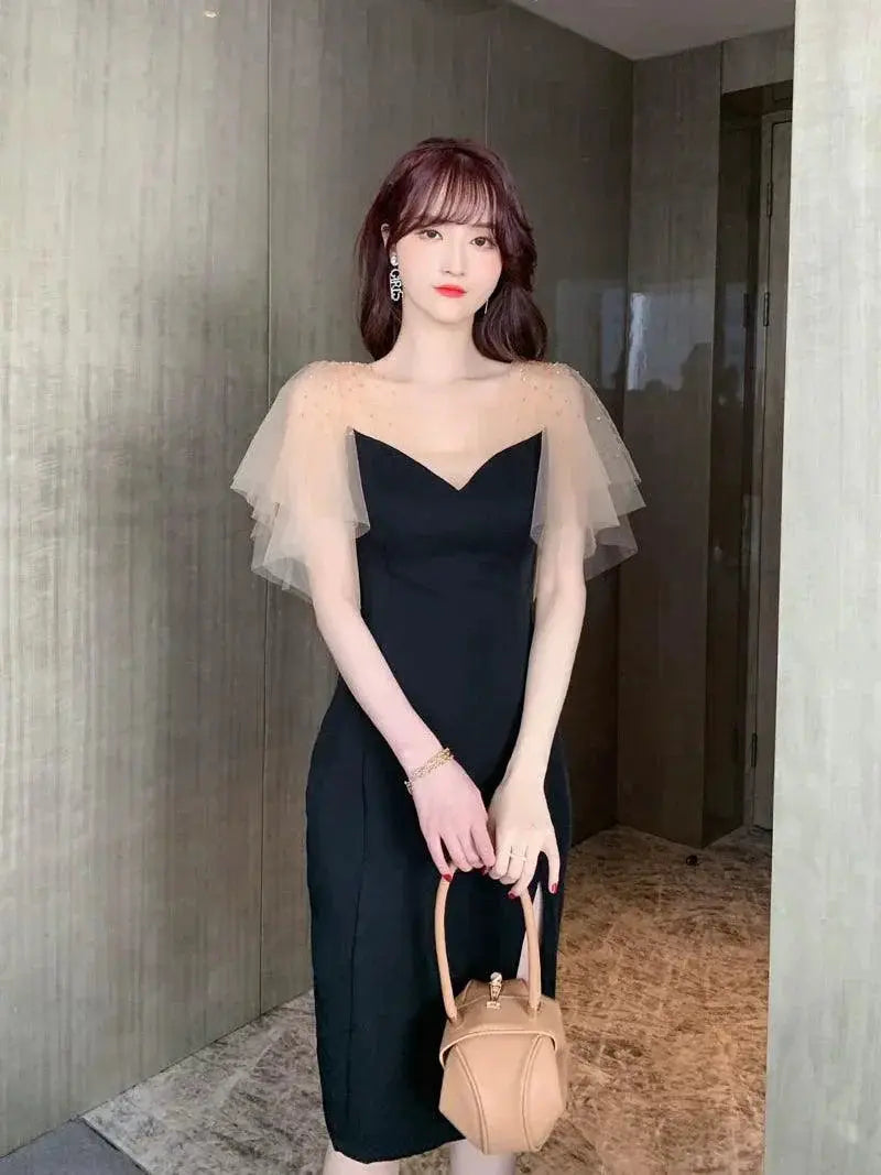 Retro Rhinestone Slim Fit Age Reducing Dress Glamour