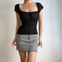 Retro Square Collar Knitwear Chic High Waist Style Statement