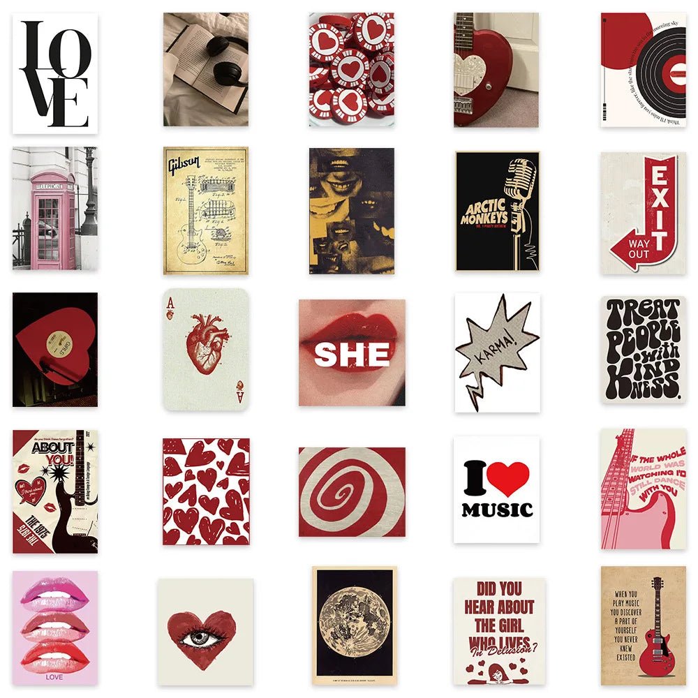 Retro Y2K Sticker Set 50 Waterproof Decals For DIY Scrapbooks Skateboards