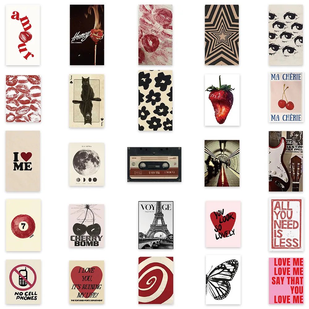 Retro Y2K Sticker Set 50 Waterproof Decals For DIY Scrapbooks Skateboards