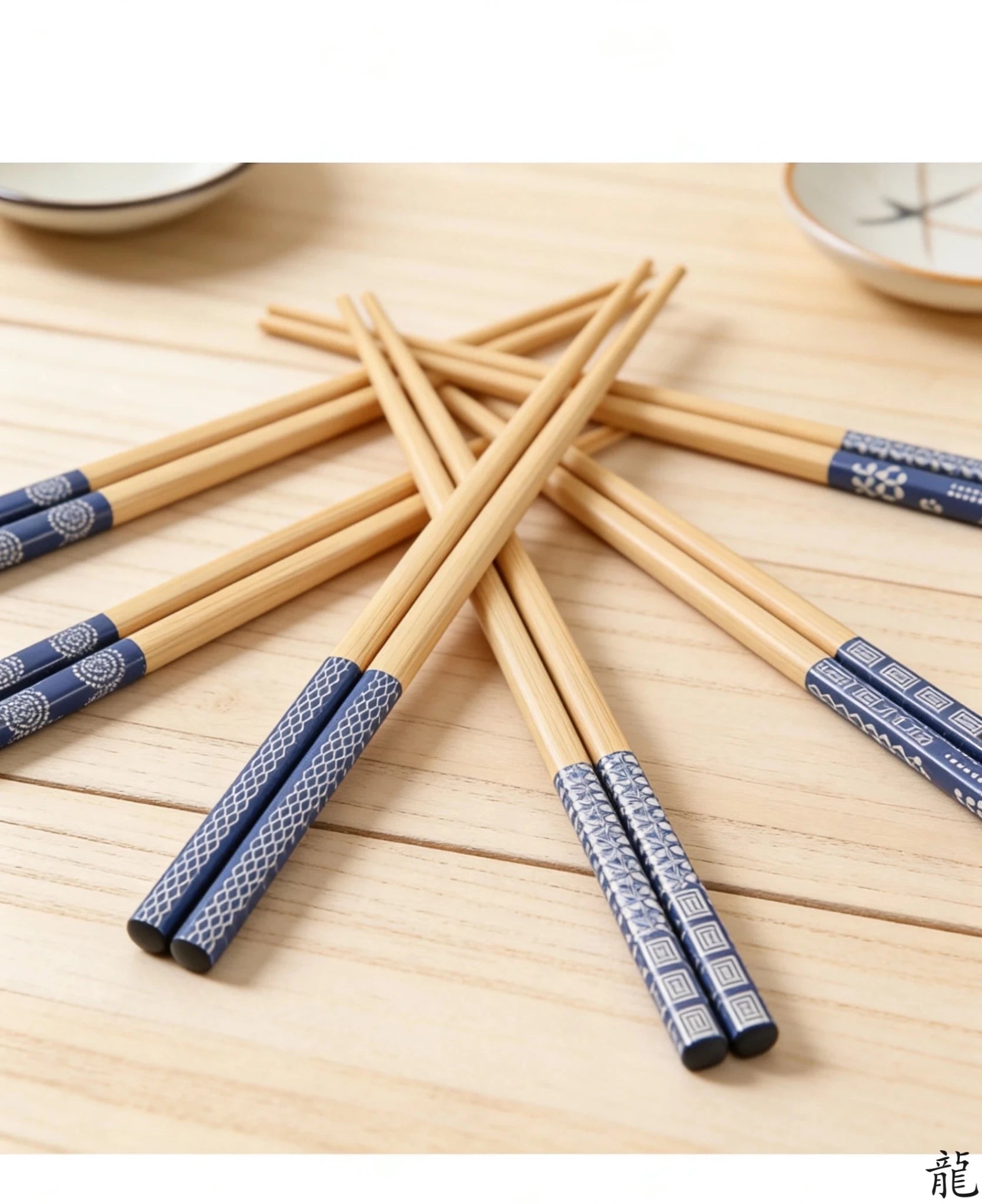 Reusable Bamboo Chopsticks Set 5 Pairs Handmade Eco Friendly Natural Wood Sushi
