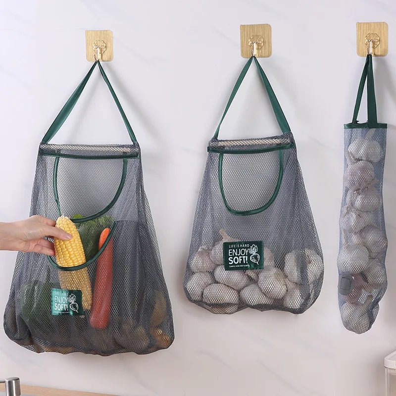 Reusable Hanging Mesh Storage Bag For Ginger Garlic Potatoes And Onions Mini Bag