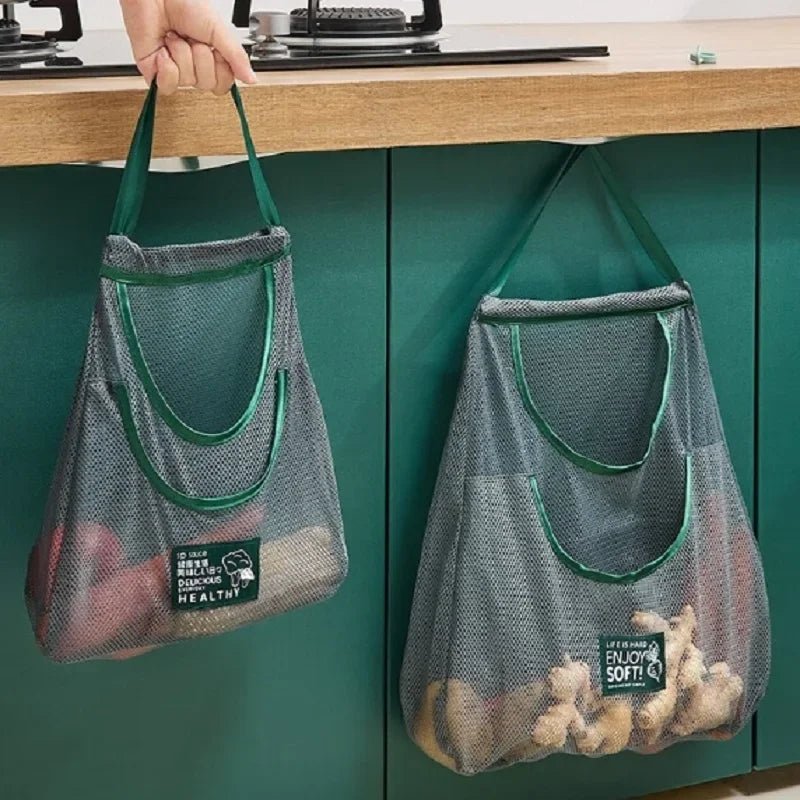 Reusable Hanging Mesh Storage Bag For Ginger Garlic Potatoes And Onions Mini Bag