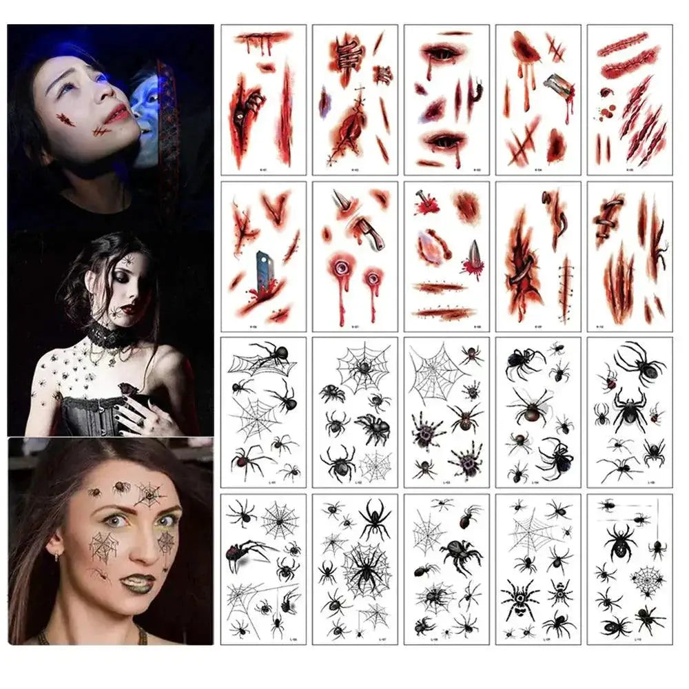 Reusable Spider Scar Halloween Tattoos For Spooky Fun