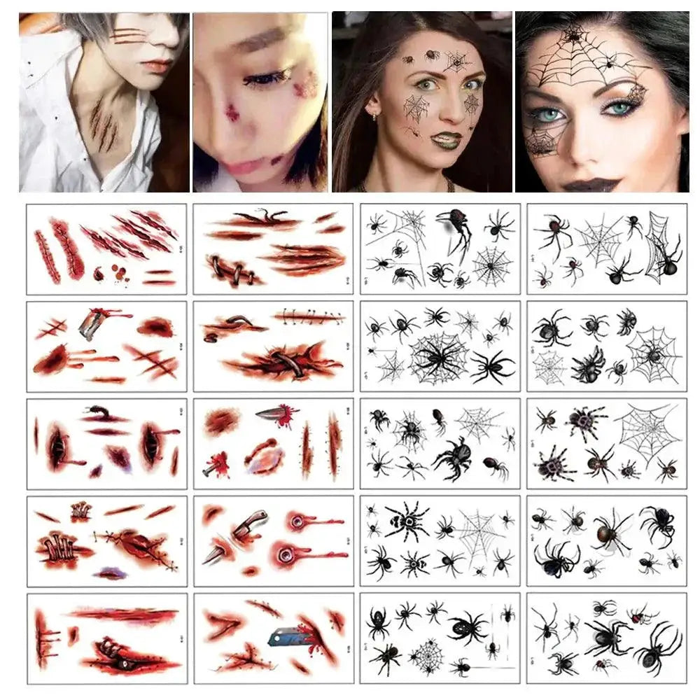 Reusable Spider Scar Halloween Tattoos For Spooky Fun