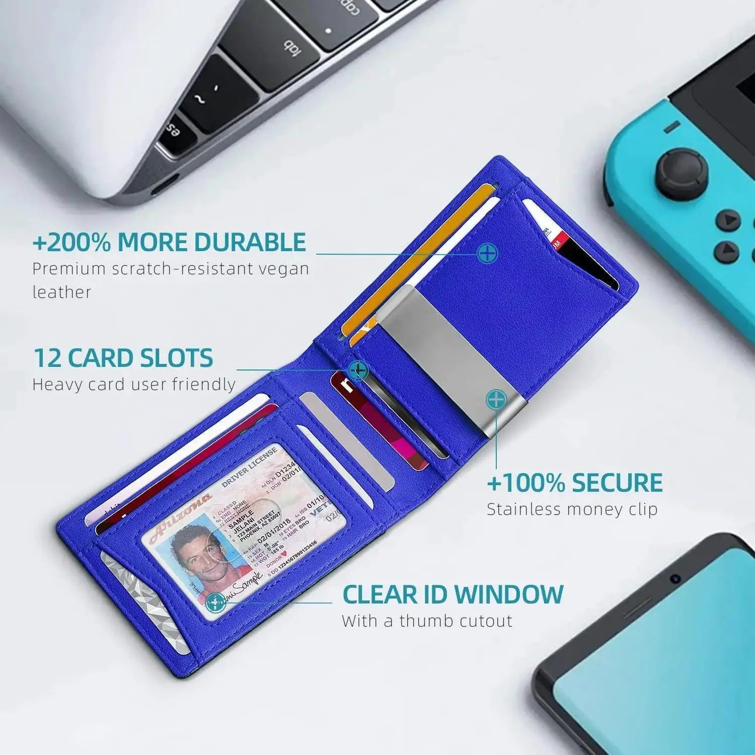 RFID Leather Wallet Plaid Pattern Luxury Slim Holder