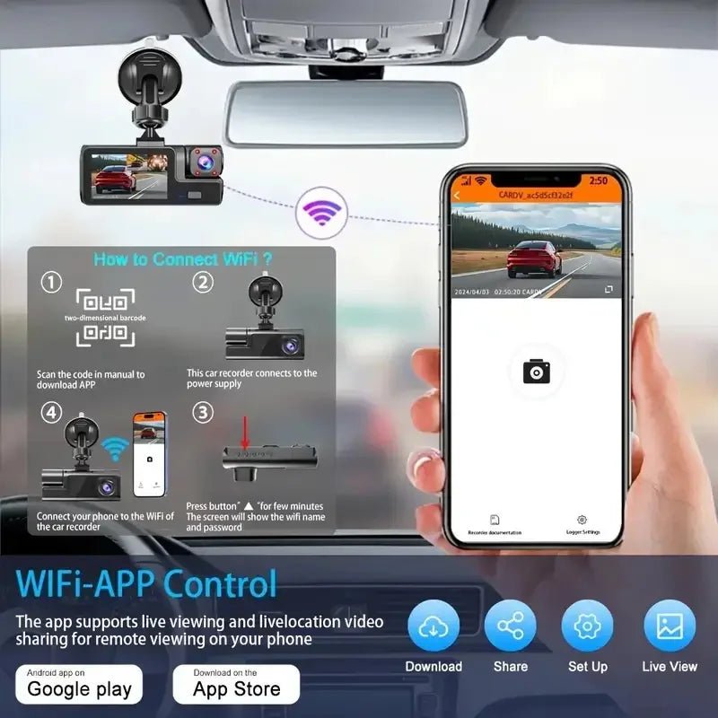 RoadVision 3CH WiFi Car DVR - 170 Wide Angle Night Vision G Sensor 24H Parking 2